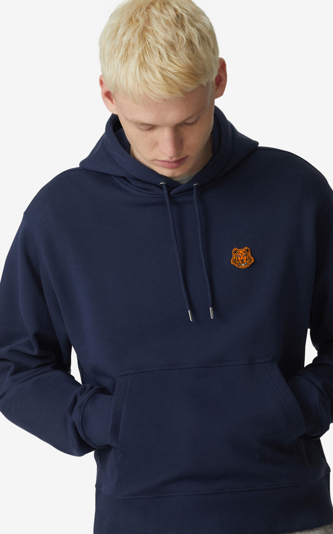 Kenzo Tiger Crest Sudaderas Con Capucha Hombre Azul Marino Azules | 6728310-WN